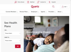 How quartzbenefits.com looks like on a tablet such as an iPad.