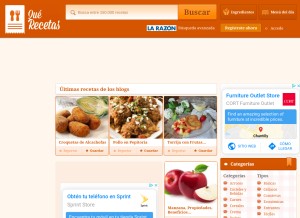How querecetas.com looks like on a tablet such as an iPad.