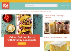 How quericavida.com looks like on a tablet such as an iPad.
