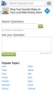 How question.com looks like on a mobile device such as an iPhone.