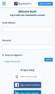How questionpro.eu looks like on a mobile device such as an iPhone.