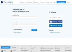 How questionpro.eu looks like on a tablet such as an iPad.