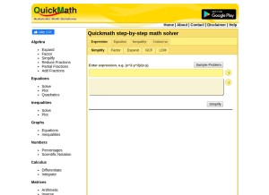 How quickmath.com looks like on a tablet such as an iPad.