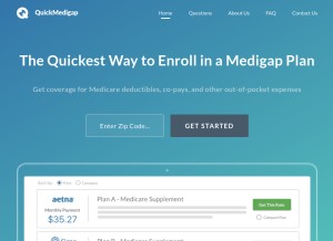 How quickmedigap.com looks like on a tablet such as an iPad.