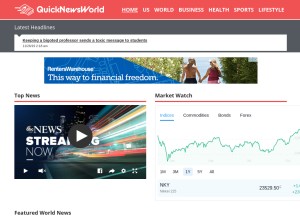How quicknewsworld.com looks like on a tablet such as an iPad.