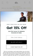 How quiksilver.com looks like on a mobile device such as an iPhone.