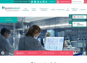 How quironsalud.es looks like on a tablet such as an iPad.