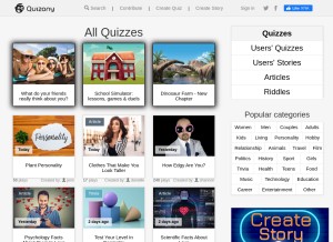 How quizony.com looks like on a tablet such as an iPad.