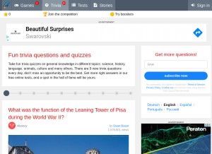 How quizzclub.com looks like on a tablet such as an iPad.