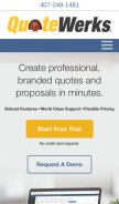 How quotewerks.com looks like on a mobile device such as an iPhone.