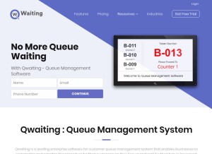 How qwaiting.com looks like on a tablet such as an iPad.