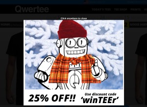How qwertee.com looks like on a tablet such as an iPad.