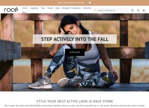 How raceathleisure.com looks like on a tablet such as an iPad.