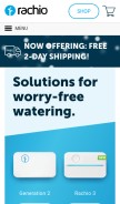 How rachio.com looks like on a mobile device such as an iPhone.