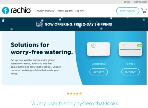 How rachio.com looks like on a tablet such as an iPad.