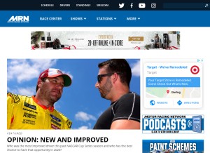 How racingone.com looks like on a tablet such as an iPad.
