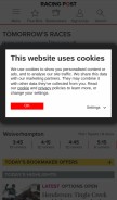 How racingpost.com looks like on a mobile device such as an iPhone.