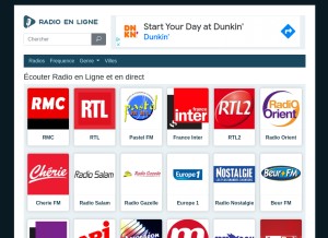 How radioenlignefrance.com looks like on a tablet such as an iPad.