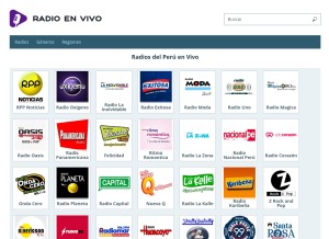 How radioenvivo.com.pe looks like on a tablet such as an iPad.