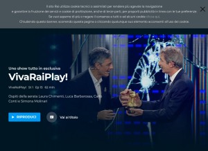 How rai.tv looks like on a tablet such as an iPad.