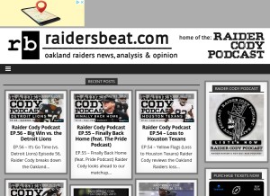 How raidersbeat.com looks like on a tablet such as an iPad.