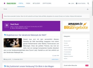 How raidrush.ws looks like on a tablet such as an iPad.