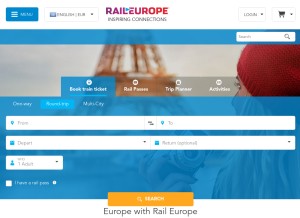 How raileurope-world.com looks like on a tablet such as an iPad.