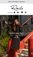 How railsclothing.com looks like on a mobile device such as an iPhone.