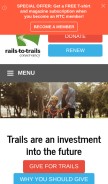 How railstotrails.org looks like on a mobile device such as an iPhone.