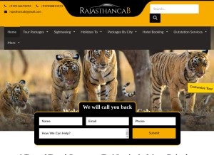 How rajasthancab.com looks like on a tablet such as an iPad.