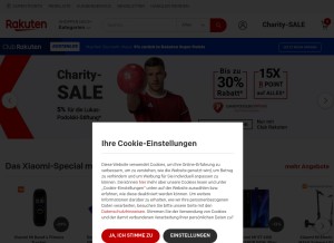 How rakuten.de looks like on a tablet such as an iPad.