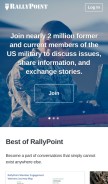 How rallypoint.com looks like on a mobile device such as an iPhone.