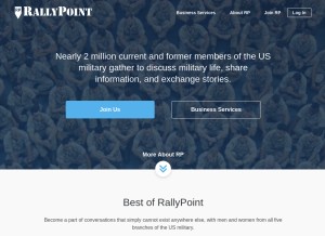How rallypoint.com looks like on a tablet such as an iPad.