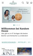 How randomhouse.de looks like on a mobile device such as an iPhone.