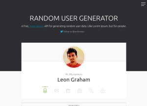 How randomuser.me looks like on a tablet such as an iPad.