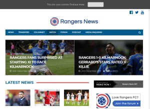 How rangersnews.uk looks like on a tablet such as an iPad.