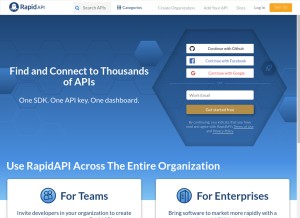 How rapidapi.com looks like on a tablet such as an iPad.