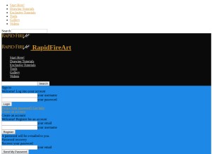 How rapidfireart.com looks like on a tablet such as an iPad.