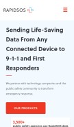 How rapidsos.com looks like on a mobile device such as an iPhone.