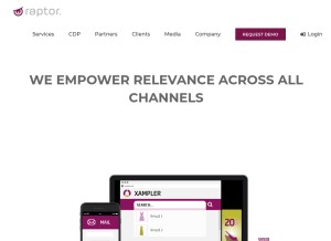 How raptorsmartadvisor.com looks like on a tablet such as an iPad.
