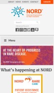 How rarediseases.org looks like on a mobile device such as an iPhone.