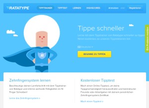 How ratatype.de looks like on a tablet such as an iPad.