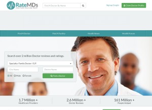How ratemds.com looks like on a tablet such as an iPad.