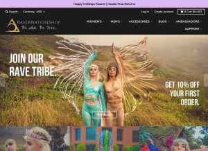 How ravernationshop.com looks like on a tablet such as an iPad.