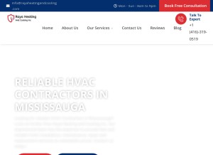 How rayaheatingandcooling.com looks like on a tablet such as an iPad.