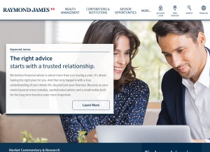 How raymondjames.ca looks like on a tablet such as an iPad.