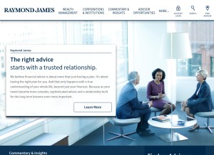 How raymondjames.com looks like on a tablet such as an iPad.