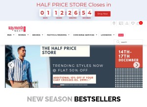 How raymondnext.com looks like on a tablet such as an iPad.