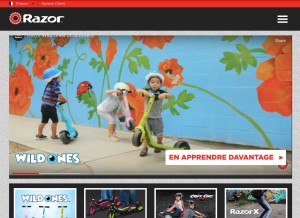 How razor.com looks like on a tablet such as an iPad.