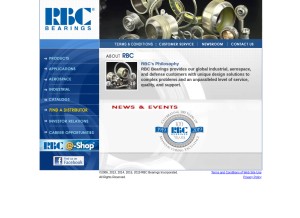 How rbcbearings.com looks like on a tablet such as an iPad.